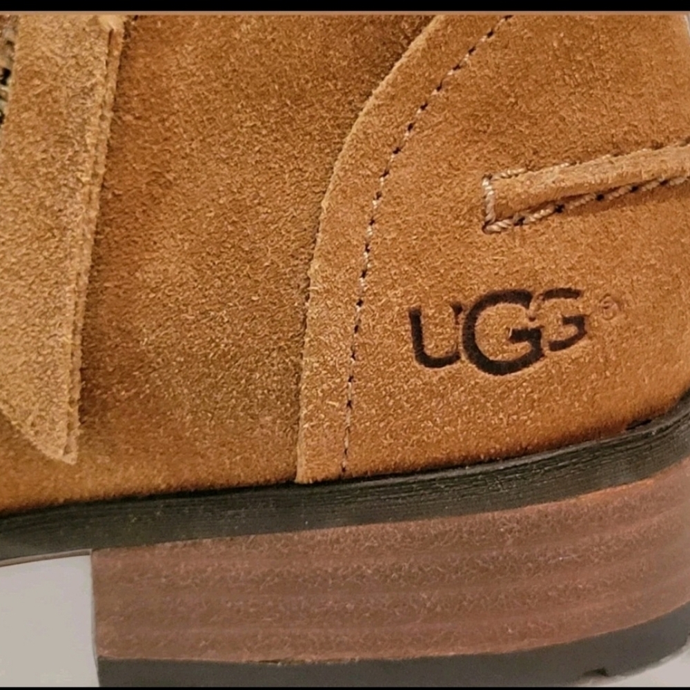 UGG Women's Aureo Tan Suede Zip Ankle Booties New Size 6 - Picture 4 of 9